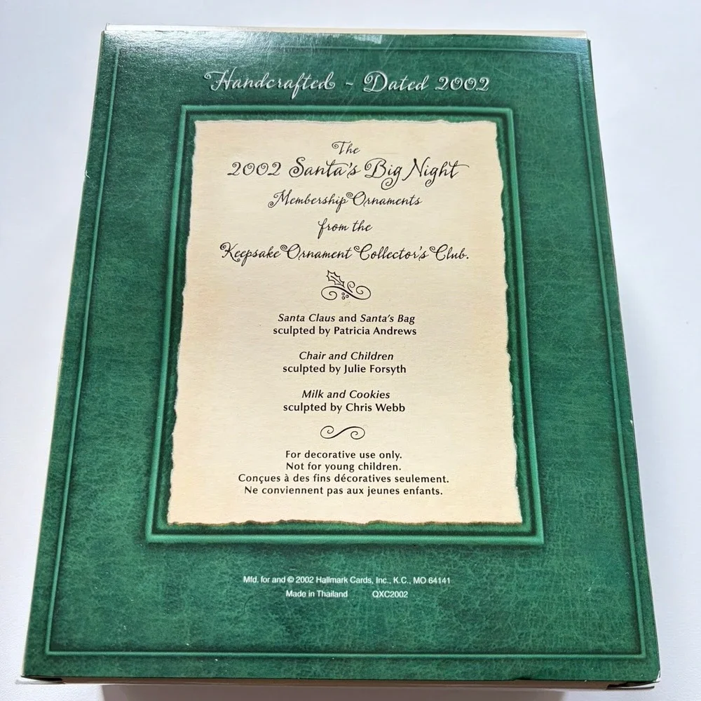 Hallmark 2002 Collector's Club Ornament Santa's Big Night Journal 4 Piece Set‎